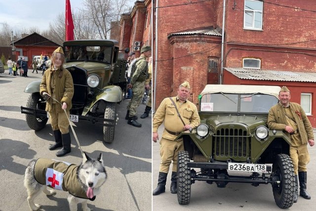 Во дворе больницы дети могли пообщаться со служебными собаками и посидеть за рулём армейских авто времён Великой Отечественной войны.