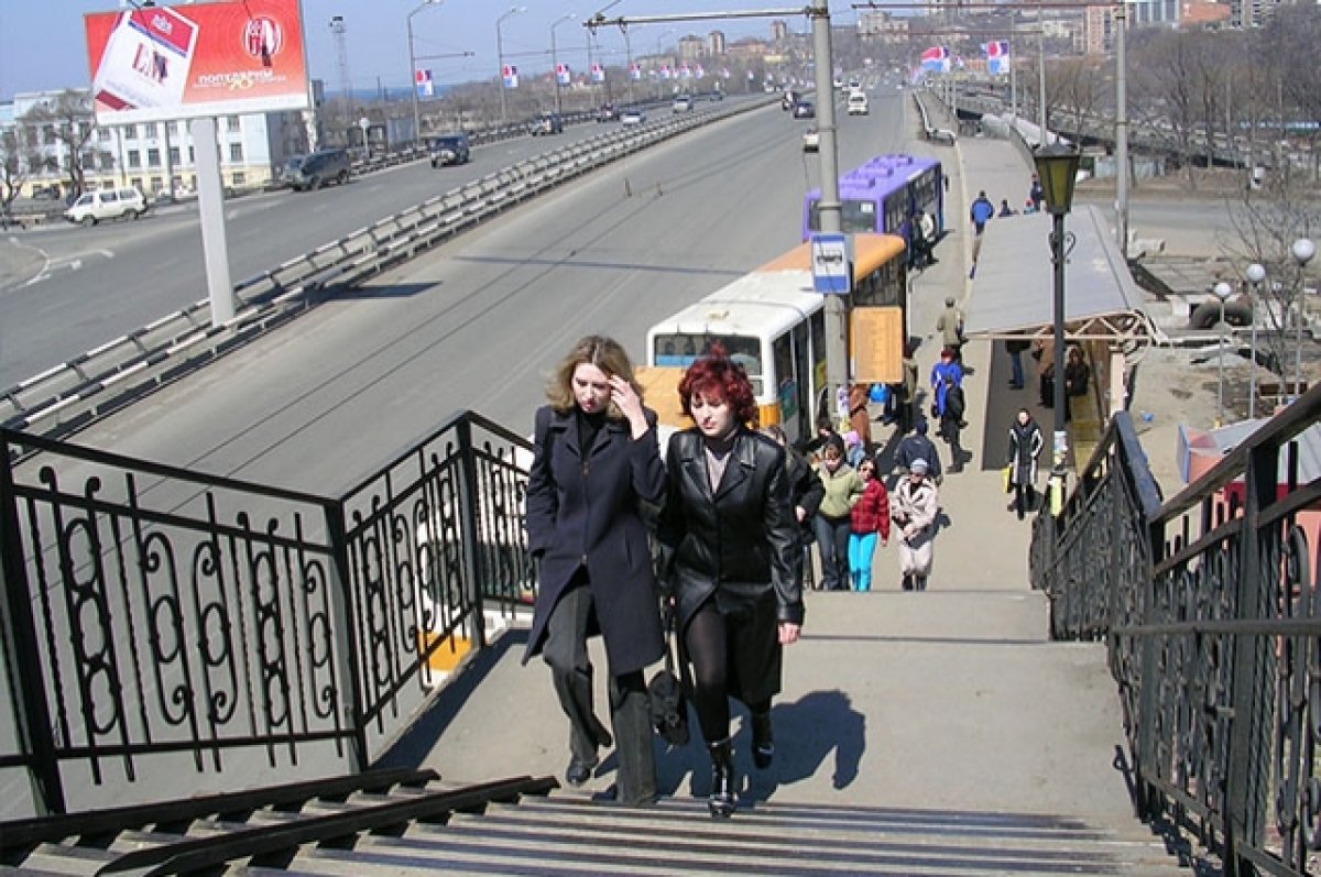 Жители Владивостока. Тротуар на мосту. Владивосток 2023. Владивосток май.