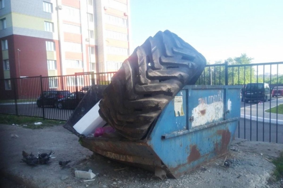 В контейнере на улице Спартаковской в Брянске нашли шину от БелаАЗа