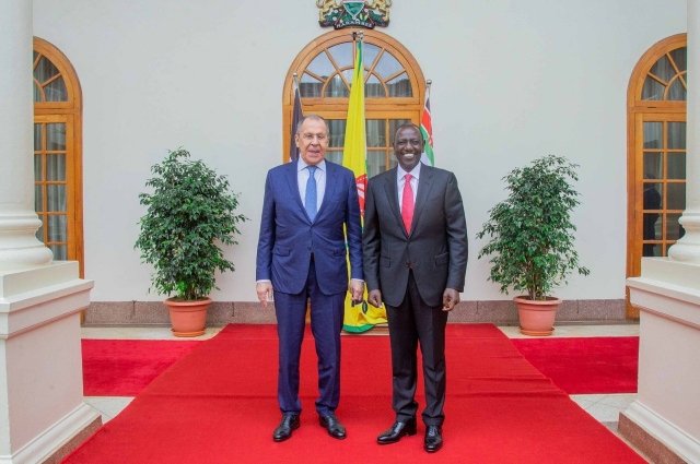 Сергей Лавров на встрече с Президентом Кении У. Руто. Найроби, 29 мая 2023 года. 