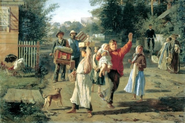 Освобождение крепостных в 1861 г. дало мощный импульс развитию дач – подмосковные крестьяне получили возможность заработать на москвичах, желающих отдохнуть за городом. Картина А.И. Корзухина «Петрушка идёт». 