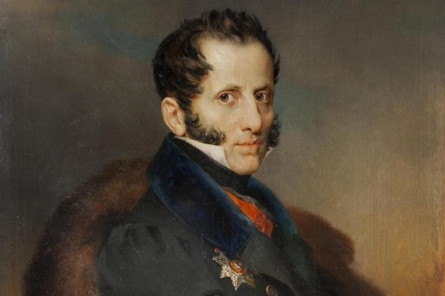 Портрет Сергея Уварова работы В. А. Голике (1833).