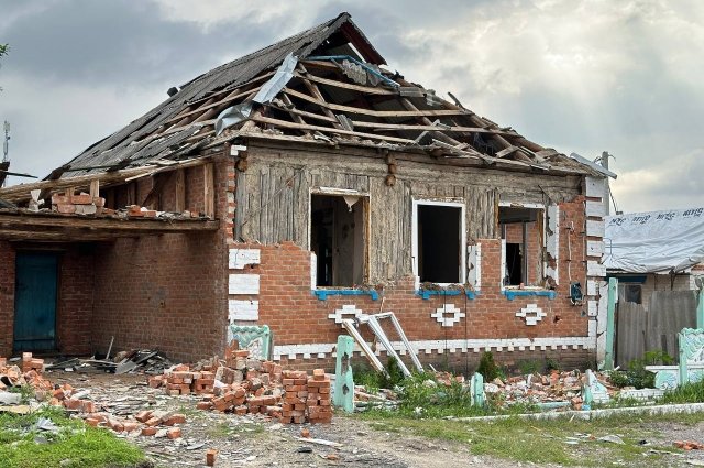 Дом в Белгородской области, пострадавший в результате обстрела украинской артиллерии.