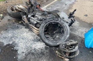 Всё, что осталось от мотоцикла.
