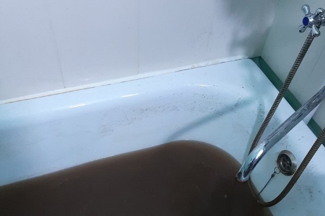 Эффектный контраст с белой ванной. Подолгу стоит вода после дождей, да и бордюр трещит.