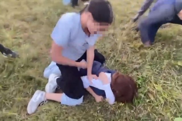 Школьница лупила сверстницу кулаками, пока та лежала на земле в Александровском округе.