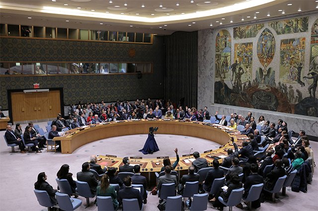 Заседание Совета Безопасности ООН по конфликту между Израилем и ХАМАСом в штаб-квартире ООН в Нью-Йорке, США, 16 октября 2023 года.
