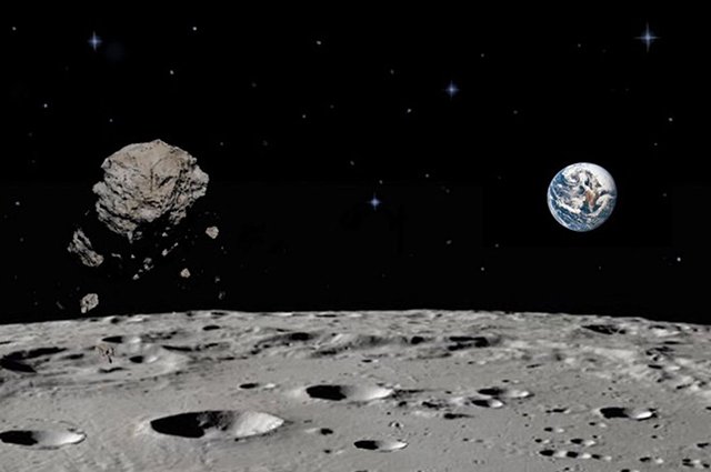 Художественное изображение Камоалевы как ударного выброса с Лунной поверхности.