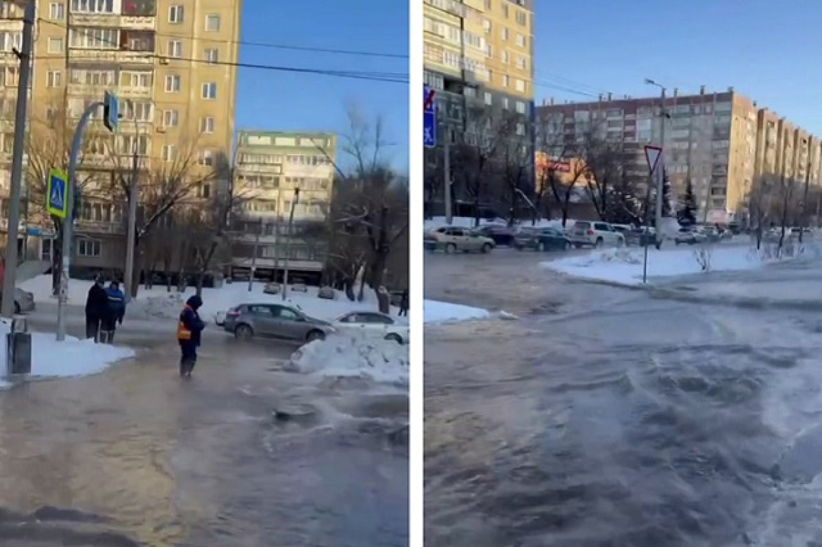 Залил улицу водой. Вода Челябинск.