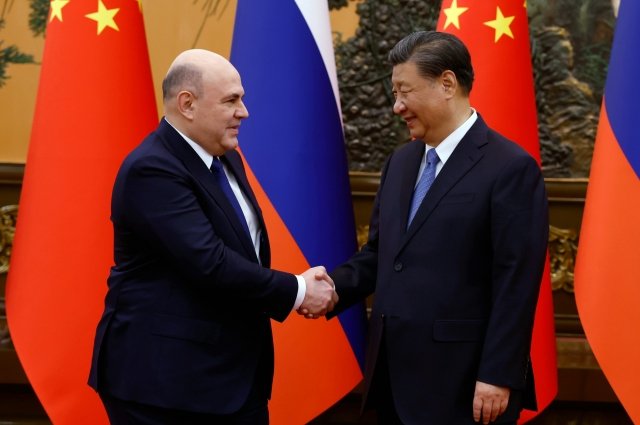 Михаил Мишустин во время встречи с председателем КНР Си Цзиньпином.