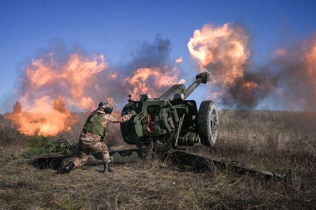 Работа российской артиллерии в зоне СВО. 