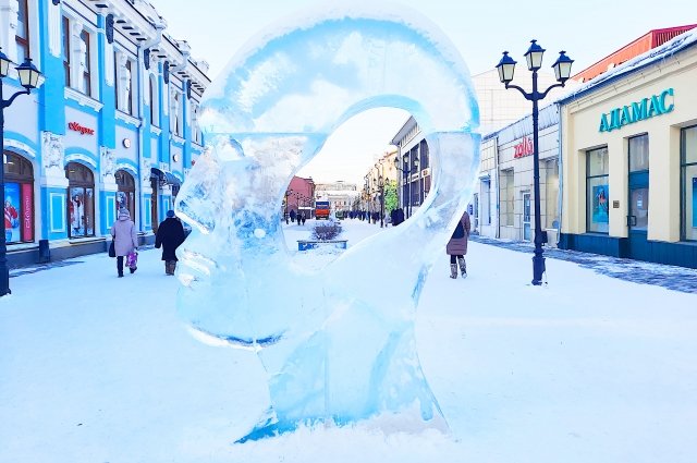 Центр города зимой