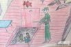 Третья часть экспозиции «Донбасс в огне». Дети от 3 до 15 лет нарисовали то, что видели своими глазами. Посетители выставки, кемеровские школьники, самым страшным назвали этот рисунок.