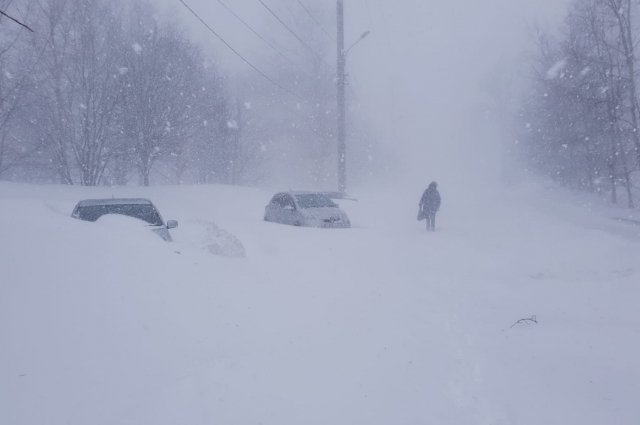 В Южно-Сахалинске днем снег, температура -3…-5°С.