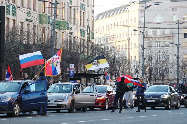 Народный митинг в поддержку России в Белграде, 2022 г.