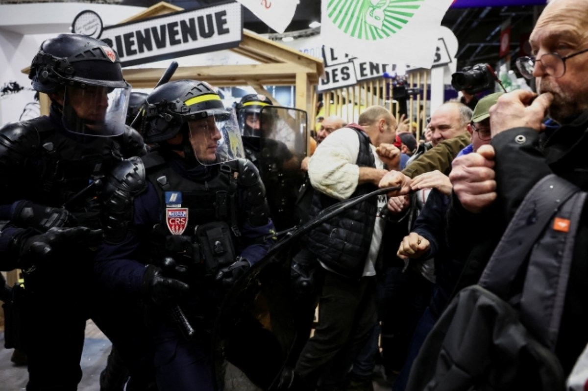 Протестующие фермеры забросали полицию яйцами в Париже