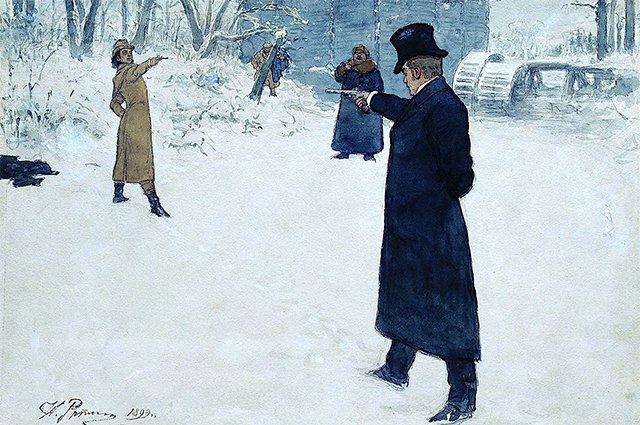 Дуэль Онегина и Ленского, Илья Репин, 1899 г.