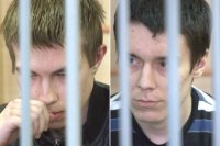 «Академовские маньяки» Слева Артём Ануфриев, справа Никита Лыткин в суде в день вынесения приговора, 2 апреля 2013 года. 