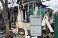 Сгоревший дом в Железнодорожном округе Курска.