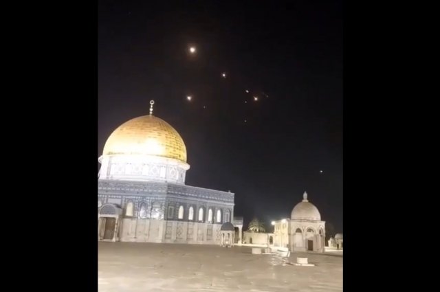 Иранские ракеты атакуют Израиль. Мечеть Купол Скалы, Храмовая гора, Иерусалим, 14.04.2024
