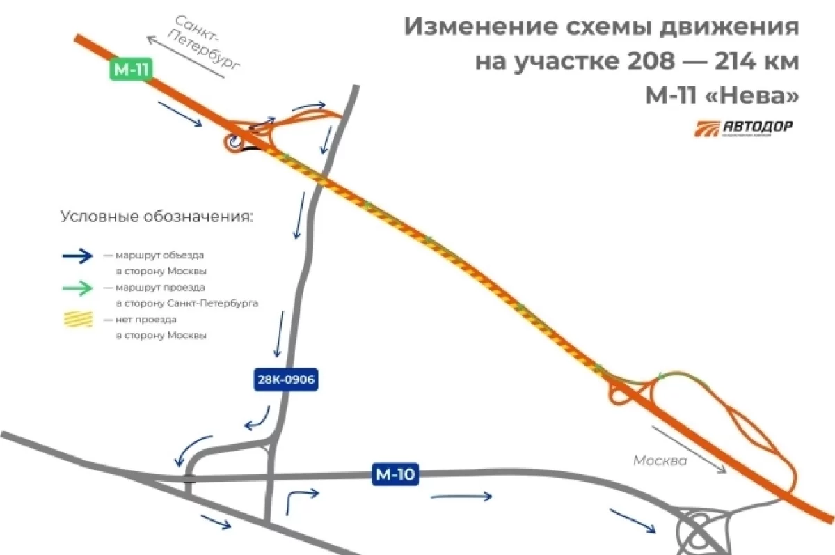 Под Тверью для движения временно перекроют участок на трассе М-11 | АиФ  Тверь