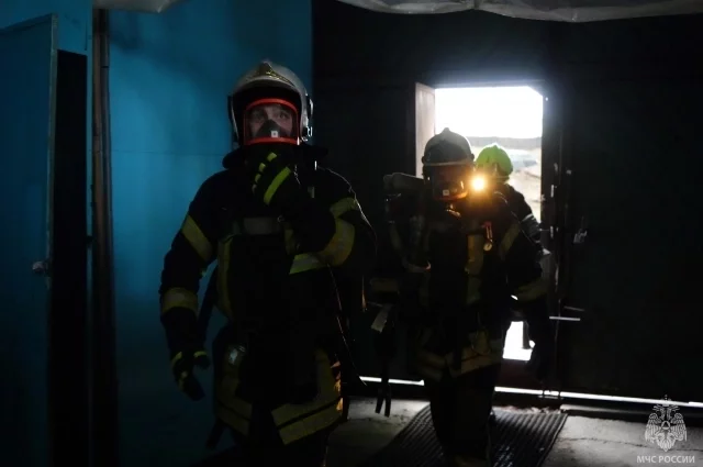 Учения пожарных в Барнауле.