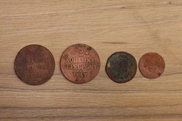 Монеты 19 века, обнаруженные на территории усадьбы Сурикова.