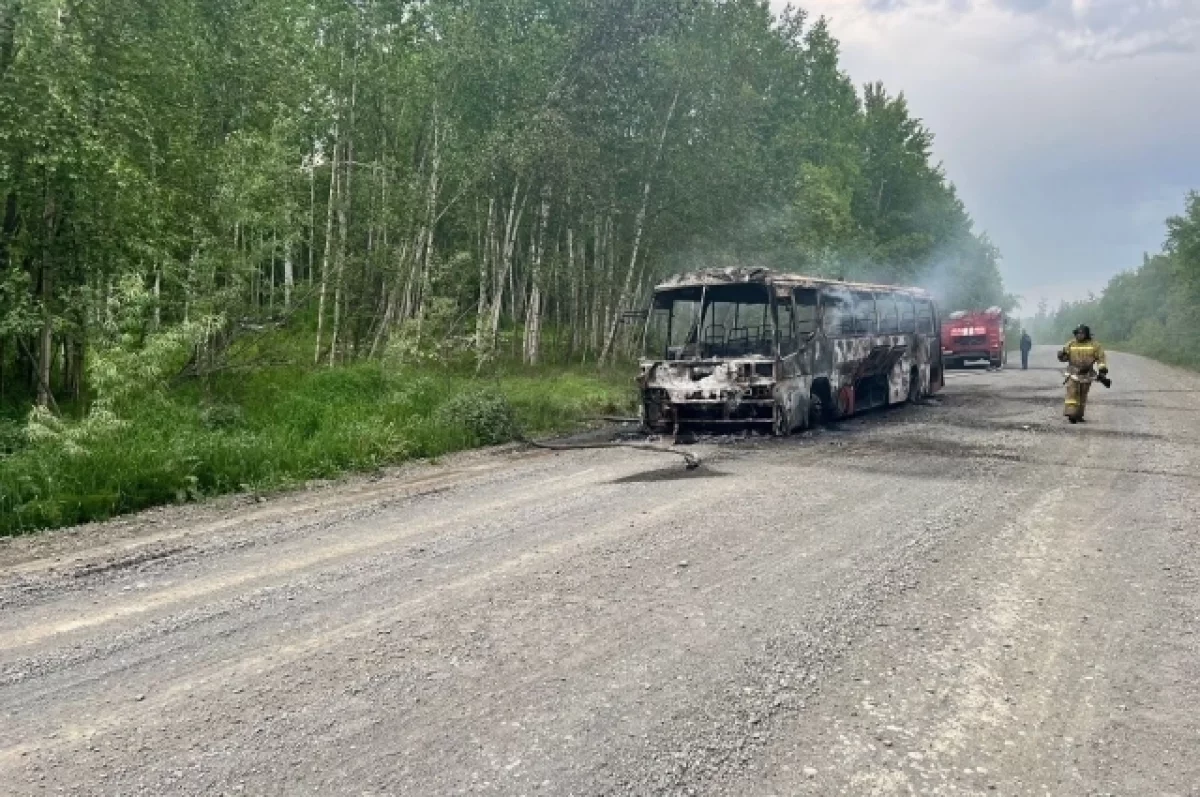 На мильковской трассе на Камчатке полностью сгорел автобус | АиФ Камчатка