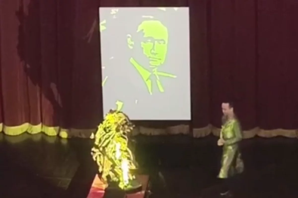 В Ханое показали портрет Путина, созданный тенями от скульптур берез и коня