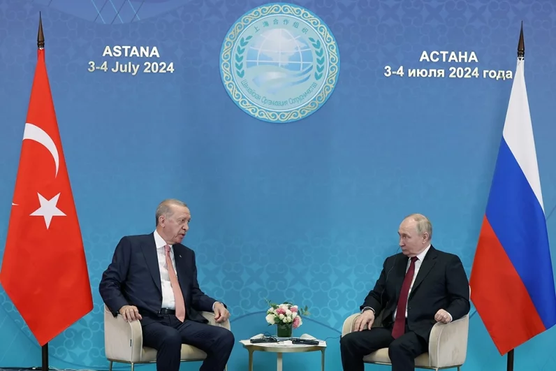 Президент РФ Владимир Путин и президент Турецкой Республики Реджеп Тайип Эрдоган.