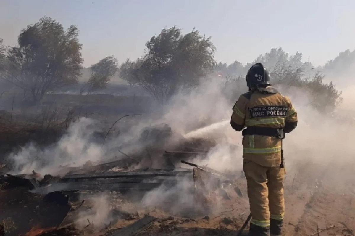 В Азовском районе Ростовской области горит камыш на площади 1,2 тыс. кв. м