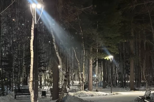 В сквере провели освещение. 