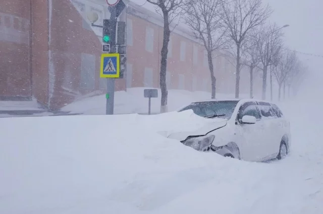 В Южно-Сахалинске днем сильный снег, утром метель, температура 0…-2°С.