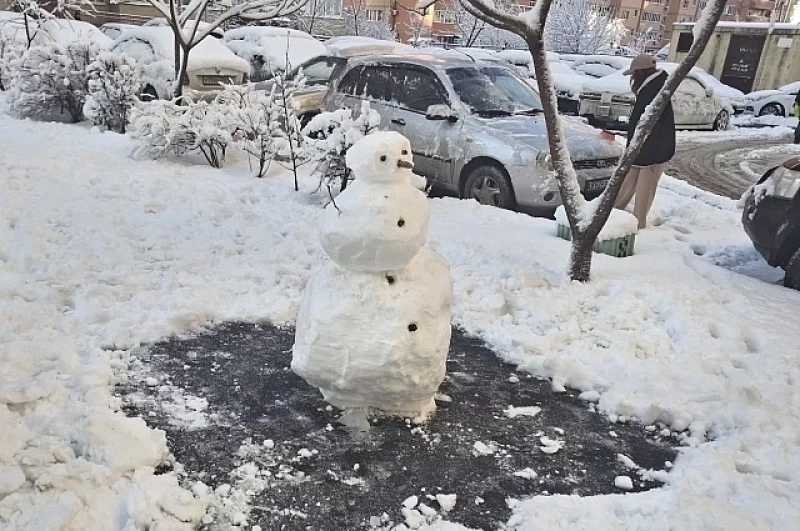 Дети лепят снеговиков.