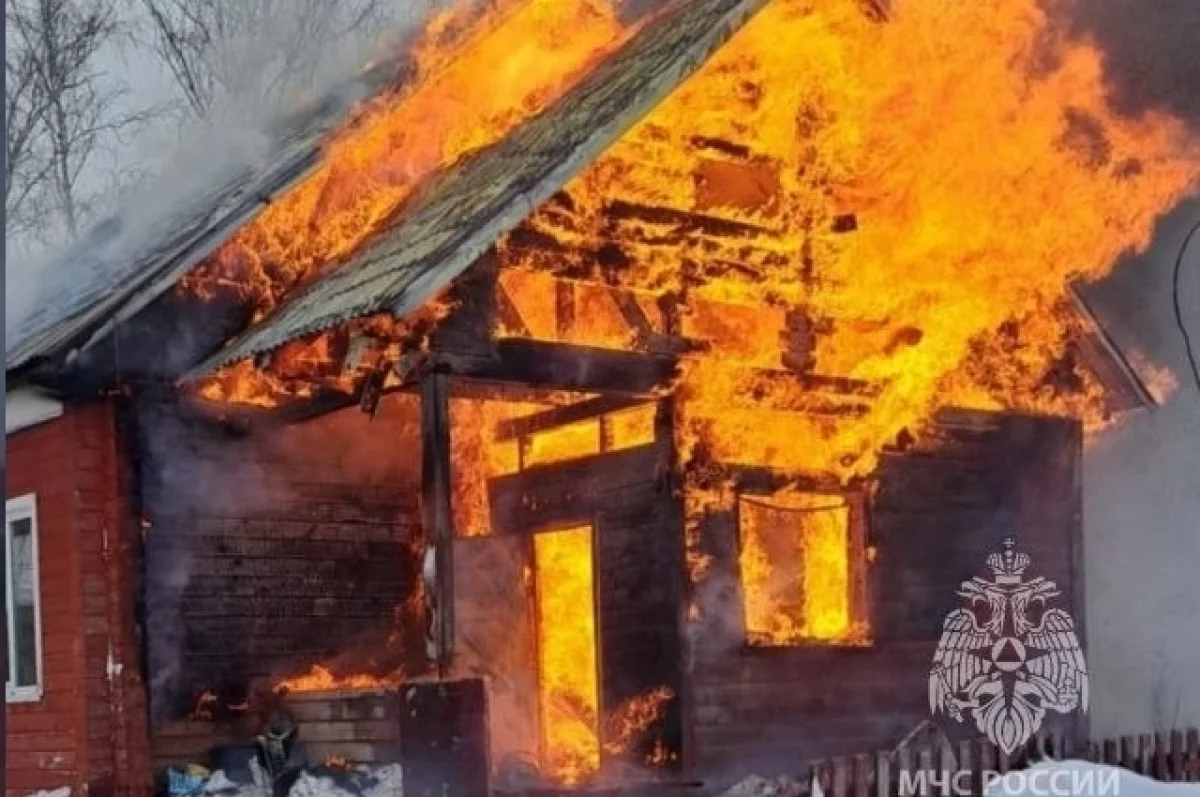 Большой деревянный дом сгорел на Алтае из-за печи