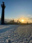 Солнце над снежным Новороссийском.