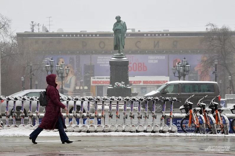 Снегопад в Москве.