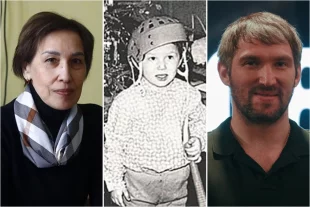 Учитель Неля Равильевна Бедретдинова; Александр Овечкин в детстве и сейчас.