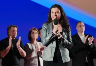 Главный редактор телеканала RT и медиагруппы «Россия сегодня» Маргарита Симоньян выступает на премьере фильма режиссера Тиграна Кеосаяна «Семь дней Петра Семеныча» в московском кинотеатре «Октябрь».