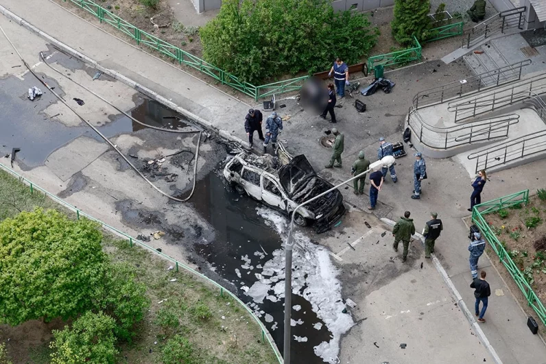 На месте взрыва автомобиля в Балашихе.