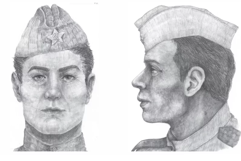 Боец погиб на Волховском фронте (с сентября 1941-го по январь 1944-го). Найден на территории Кировского района Ленинградской области, у посёлка Апраксин. Скорее всего, это боевое захоронение. Лицо квадратной формы. Бросается в глаза индивидуальная особенность: большие размеры нижней челюсти. Надбровный рельеф выражен значительно. Нос узкий и короткий, прямой. Если вы опознали кого-то из бойцов, позвоните по телефону +7 (495) 646-57-57 или напишите на электронный адрес: pisarenko@aif.ru.