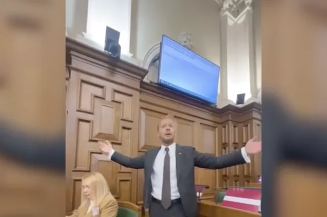 Выступление депутата Алексея Рослякова в Латвийском сейме.