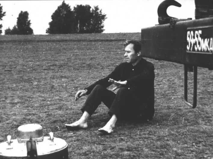 Съёмка последнего кадра фильма «Печки-лавочки» на горе Пикет. 1971 г.