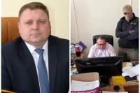 Слева на фото задержанный глава администрации Миллеровского района Олег Коваленко, справа — начальник отдела развития растениеводства донского минсельхоза Николай Л.
