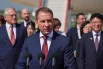 Министр природных ресурсов и экологии РФ Александр Козлов на торжественной церемонии в честь прибытия первого прямого авиарейса из Москвы в Пхеньян.