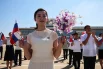 Торжественная церемония в честь прибытия первого прямого авиарейса из Москвы в Пхеньян.