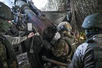 Боевая работа расчета орудия «Гиацинт-Б» 288-й гвардейской артиллерийской бригады ВС РФ.