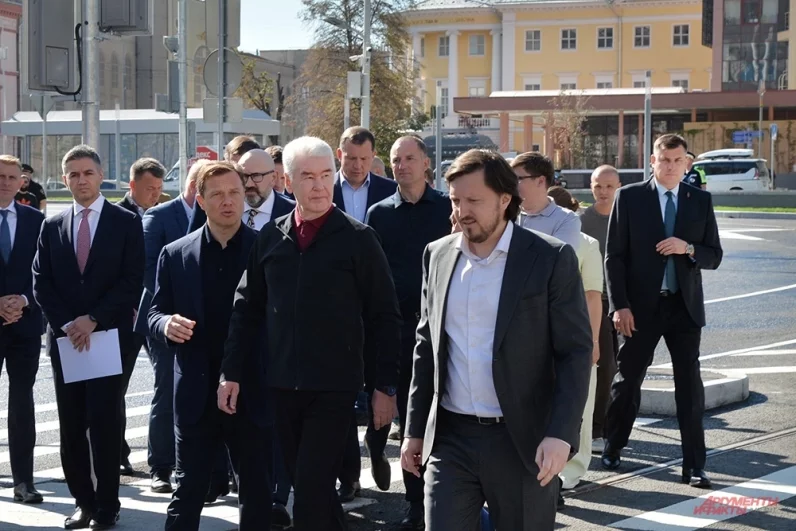 Открывать новый участок трамвайной сети приехал мэр Москвы Сергей Собянин.