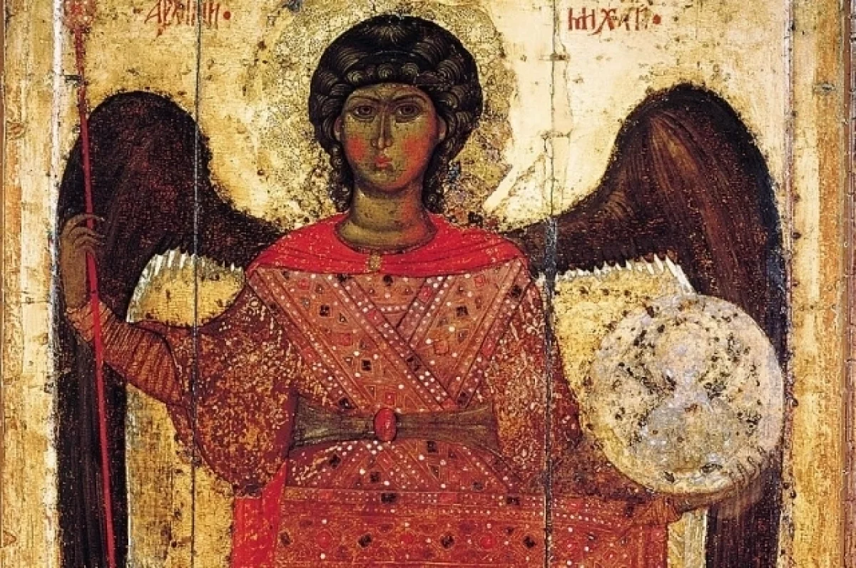«Архангел Михаил, фреска около 1300 года, Ярославль.