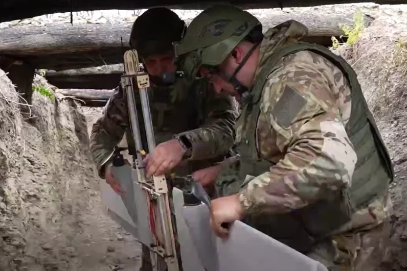 В ходе ведения воздушной разведки был зафиксирован момент запуска вражеского БПЛА и вскрыто их местонахождение.